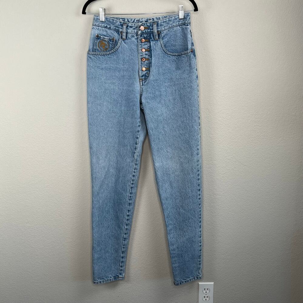 Vintage Paris Sport Club High Rise Mom Jeans 10 Fits 27 4 Exposed Button Fly